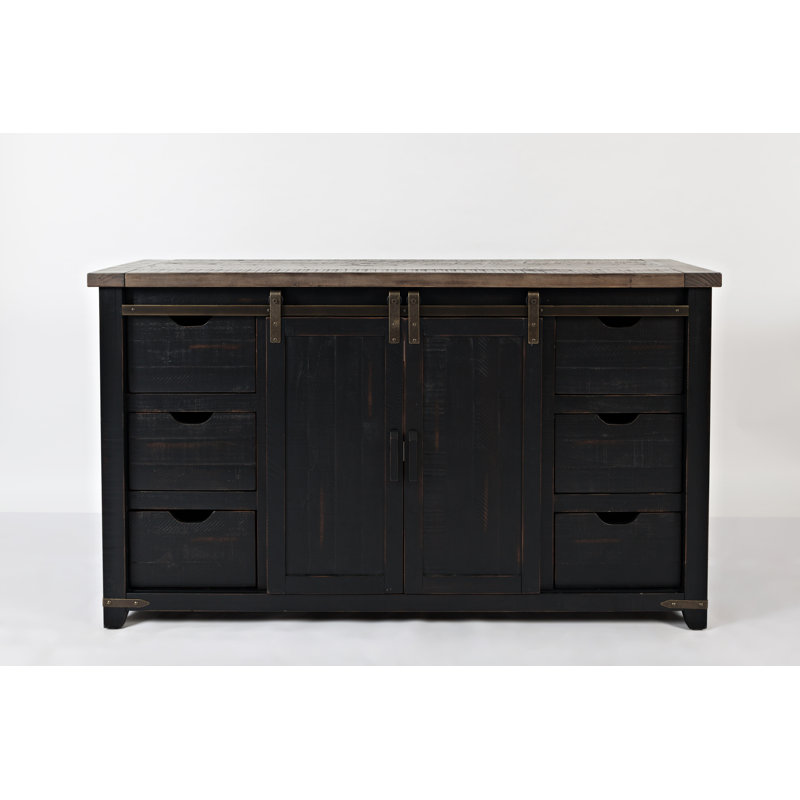 Gracie Oaks Westhoff 60" Wide 6 Drawer Pine Wood Credenza & Reviews